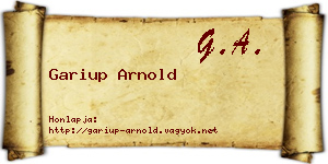 Gariup Arnold névjegykártya